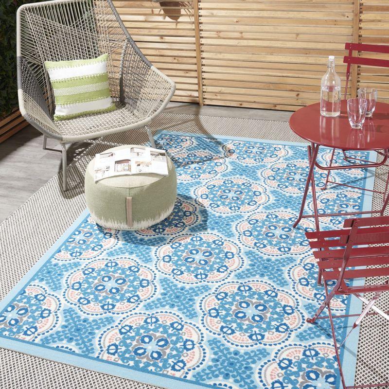 Floral Blue Outdoor Area Rug
