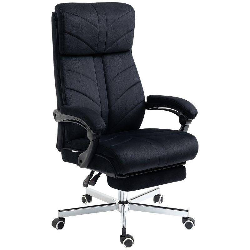 Vinsetto High-Back Ergonomic Office Chair with Footrest, Microfiber Computer Chair with Reclining Function and Armrest, Executive Office Chair, Black