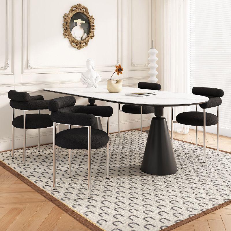 Christopher Knight Home Gianna Modern Upholstered Dining Chairs with Metal Legs (Set of 4), Black/Silver