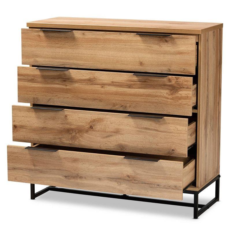 Reid Oak and Black Industrial 4-Drawer Dresser