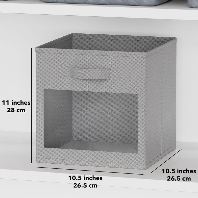 SpaceAid 6 Foldable Storage Cubes with Clear Windows, 11-Inch Fabric Bins for Closet, Cubby Shelf, or Cube Storage Organizer