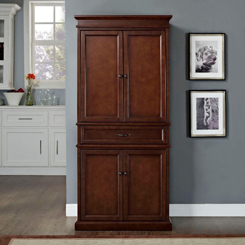 Parsons Pantry Storage Wood/Mahogany - Crosley: Adjustable Shelving, Drawer, Traditional Style