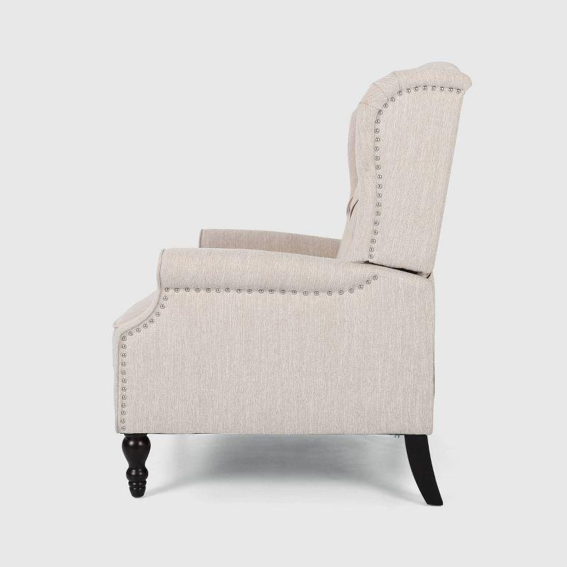 GDFStudio Dunham Contemporary Fabric Upholstered Tufted Oversized Push Back Recliner, Beige