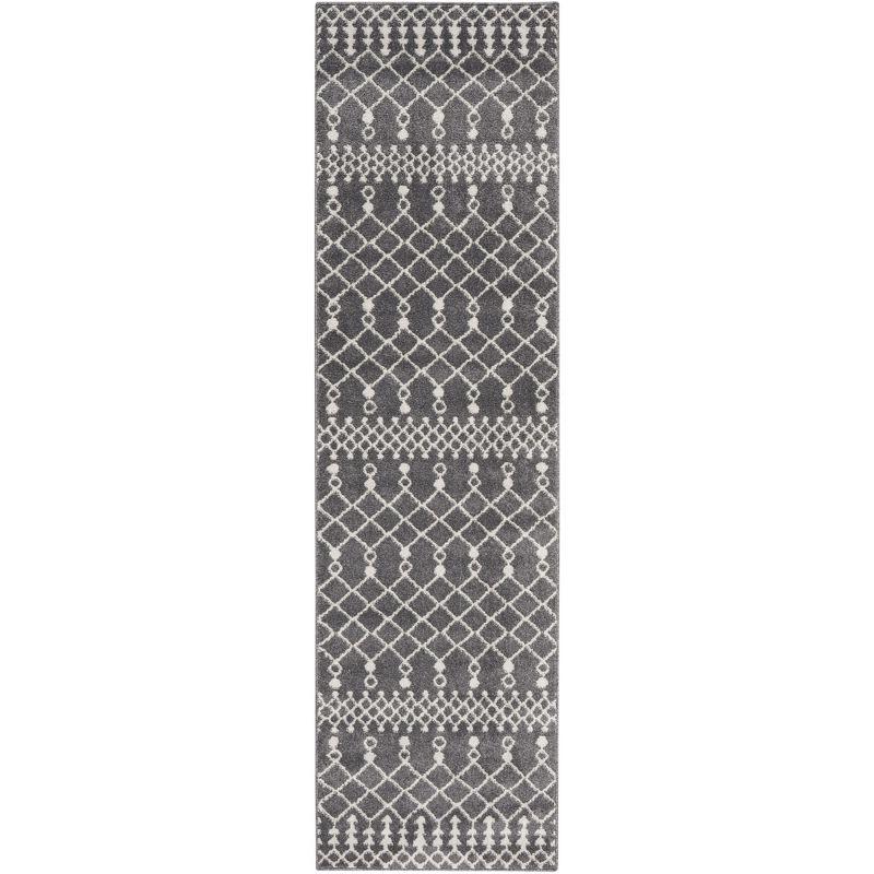 Nourison Royal Moroccan 2'2" x 7'6 Charcoal/Ivory Bohemian Indoor Rug