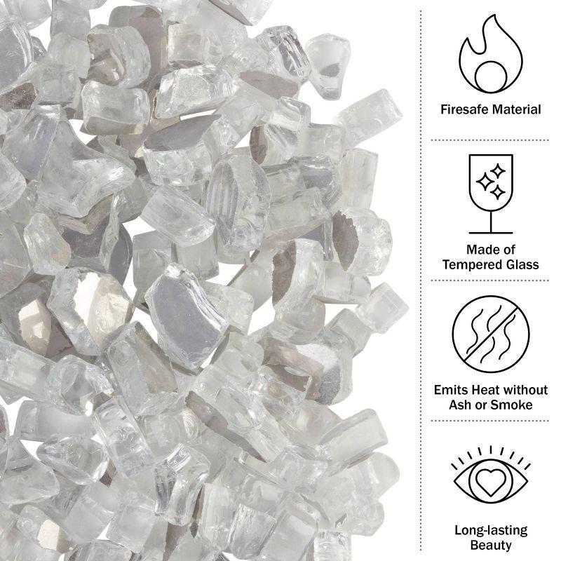 10lbs Fire Pit Glass - 1/2-Inch Crushed Glass Rocks for Fireplaces, Landscape, Aquariums, or Vases