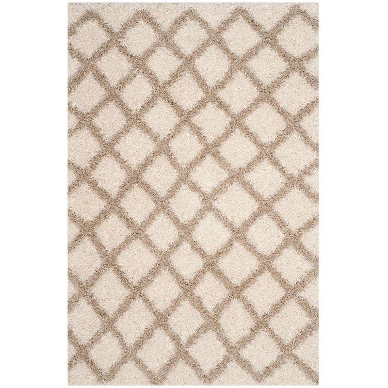 Ivory and Beige High Pile Shag Area Rug