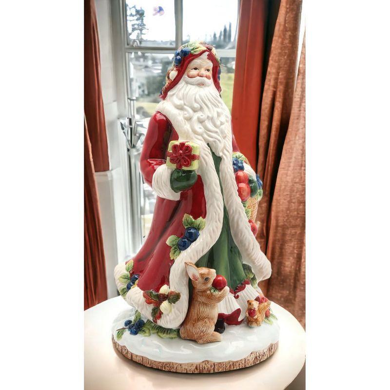 Festive 14-Inch Ceramic Santa Figurine with Animals