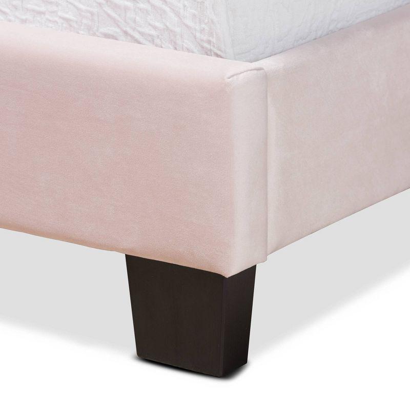 Twin Caprice Glam Velvet Fabric Upholstered Panel Bed Pink - Baxton Studio: Wood Frame, Polyester Fill, Requires Box Spring