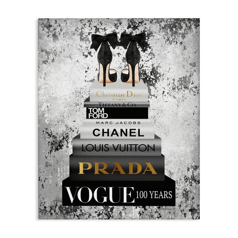 Stupell Industries " Fashion Designer Shoes Bookstack Black And White Watercolor "