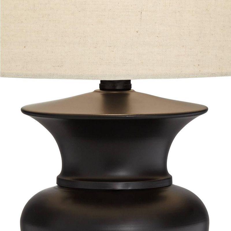 Regency Hill Traditional Table Lamps 26" High Set of 2 Dark Bronze Urn Ivory Tapered Drum Shade for Living Room Family Bedroom Nightstand