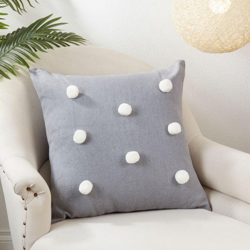 Saro Lifestyle Pom Pom Throw Pillow With Poly Filling