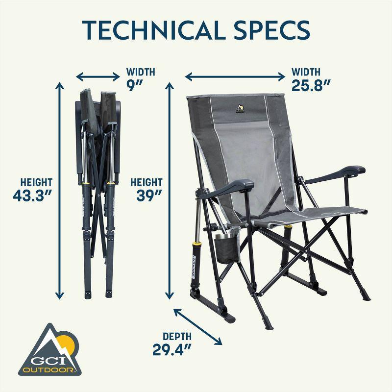 GCI Outdoor RoadTrip Foldable Rocking Camp Chair - Mercury Gray