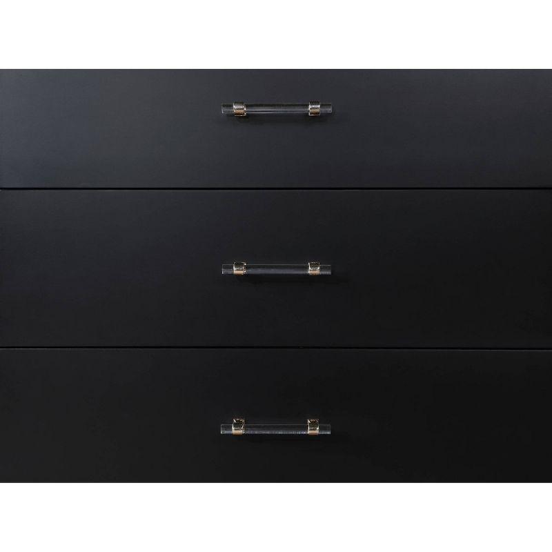 Stanton Modern 6 Drawer Dresser Black - Manhattan Comfort: Chic Acrylic Handles, Gold Feet