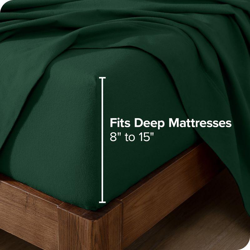 Forest Green Cotton Flannel Twin Sheet Set by Bare Home