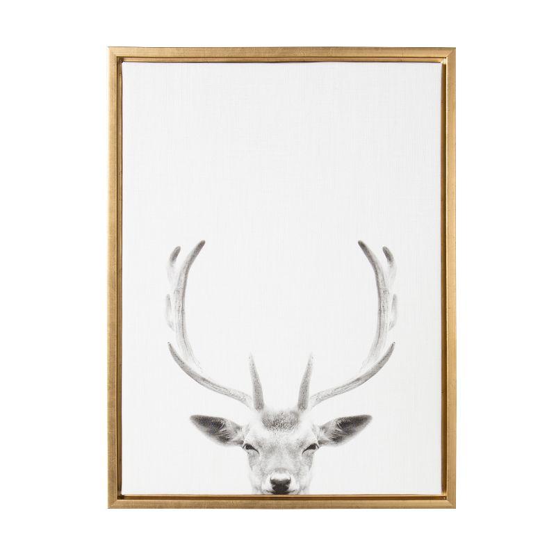 Kate & Laurel All Things Decor Sylvie Deer Framed Canvas Wall Art by Simon Te of Tai Prints