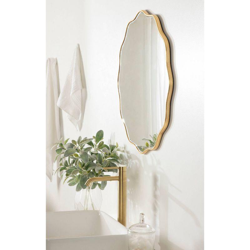 Kate & Laurel All Things Decor 26"x26" Viona Round Scalloped Mirror Gold: Modern Style, No Assembly, Wall Mounted