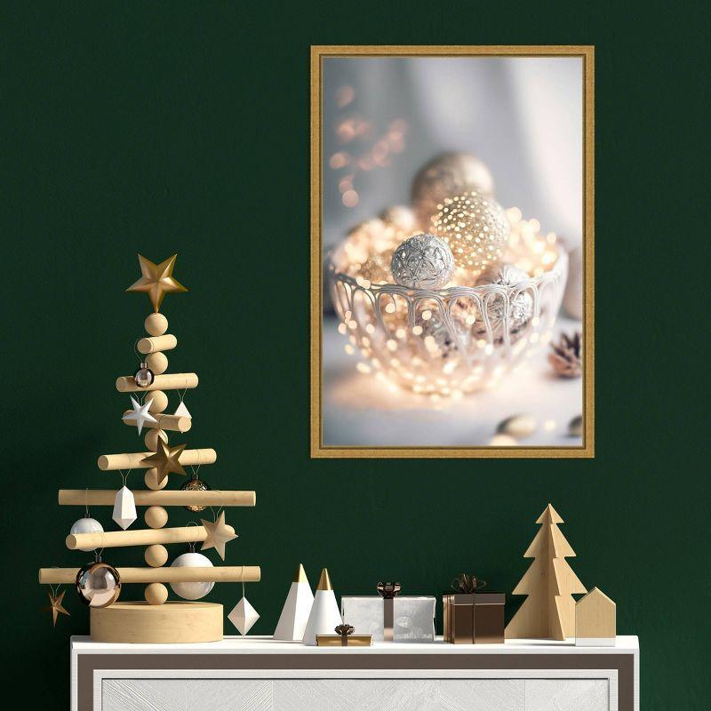 Gold Framed Holiday Baubles Still Life Canvas Print