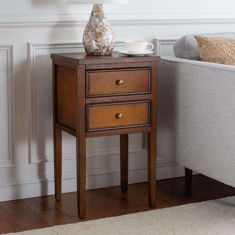 Toby Accent Table With Storage Drawers - AMH6625F - Brown - Safavieh Couture