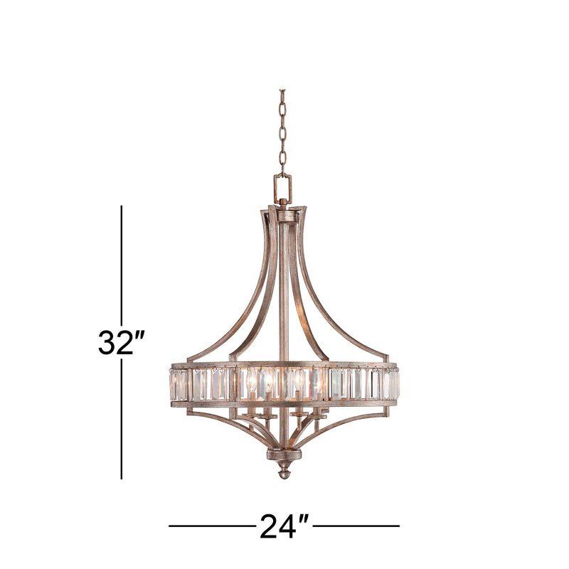 Vienna Full Spectrum Soft Silver Chandelier 24" Wide Crystal Glass 4-Light Fixture for Dining Room House Kitchen Bedroom