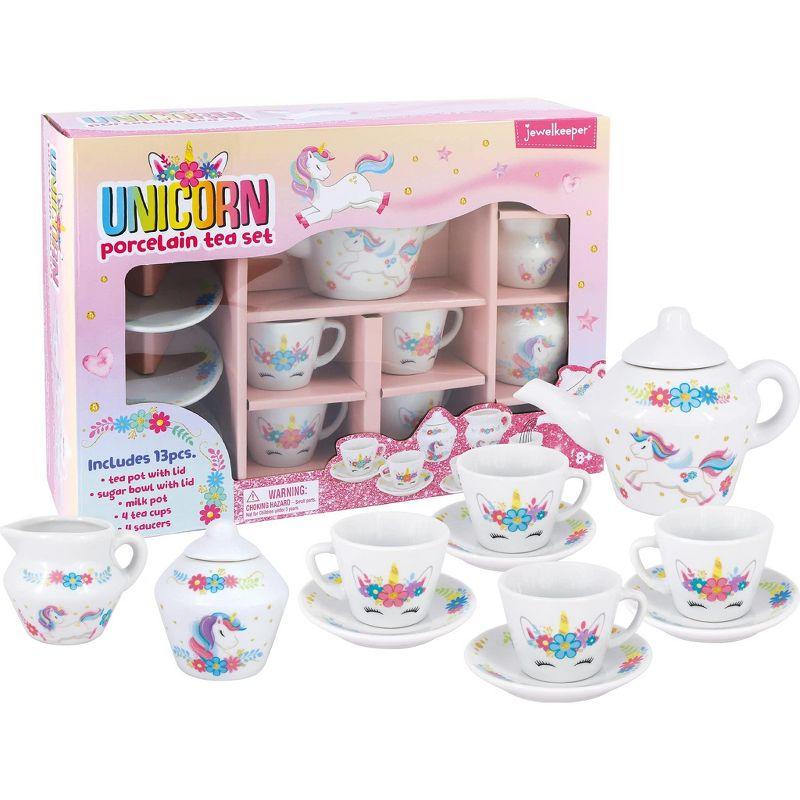 Unicorn Porcelain Tea Set with Pink Ceramic Cups, 13 Pieces