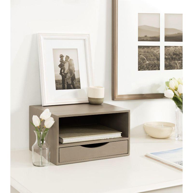 Kate and Laurel Hutton Rectangle Wood Floating Side Table, 12.5x10x7, Gray