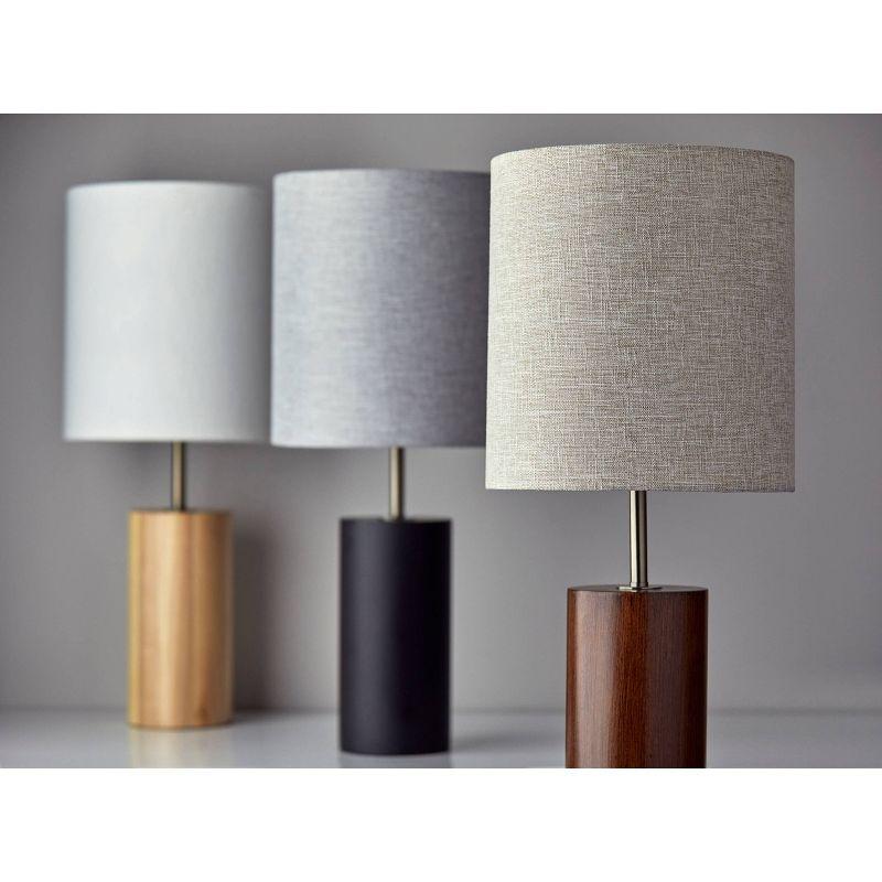 Natural Oak Wood Table Lamp with White Fabric Shade