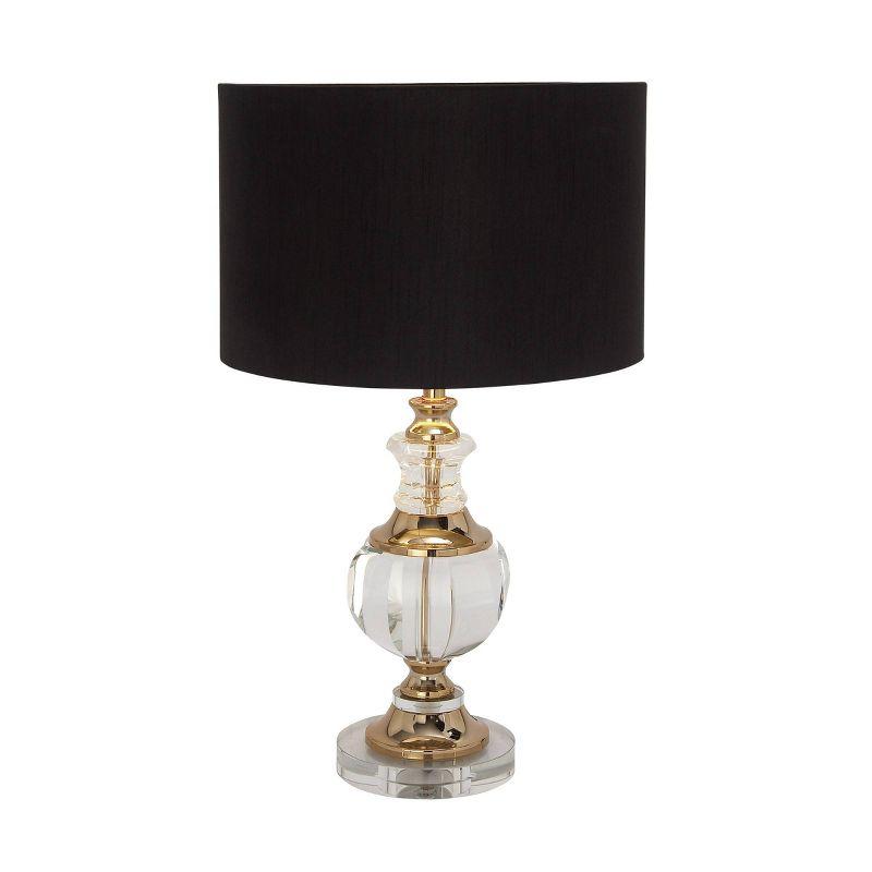 Glass Table Lamp with Drum Shade Black - Olivia & May: Gold Accents, No Assembly Required, 24" Height