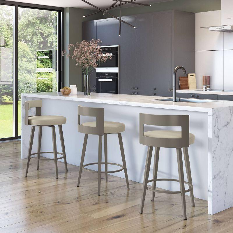 Amisco Paramont Counter Height Barstool: Faux Leather, Steel Frame, 34" Height, 300 lbs Capacity
