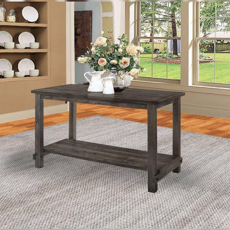 60" Martha Li Dining Table Weathered Gray - Acme Furniture: Sturdy Wood, Storage Shelf, Seats 6