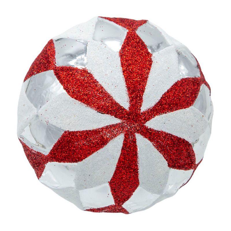 Kurt Adler 80MM Glass Red, White and Silver 6-Piece Ball Ornament Set