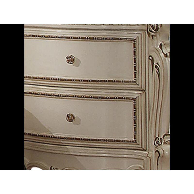 31" Picardy Nightstand Antique Pearl - Acme Furniture: French Provincial Style, 5 Drawers & 2 Doors