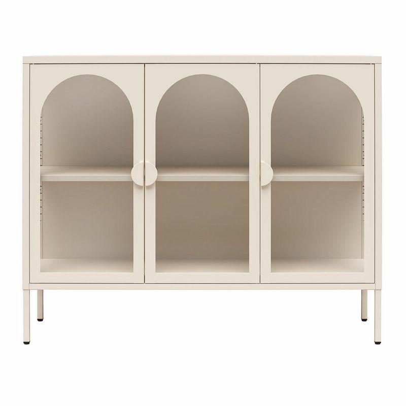 CosmoLiving by Cosmopolitan Chloe Metal Accent Cabinet With 3 Arched Glass Doors