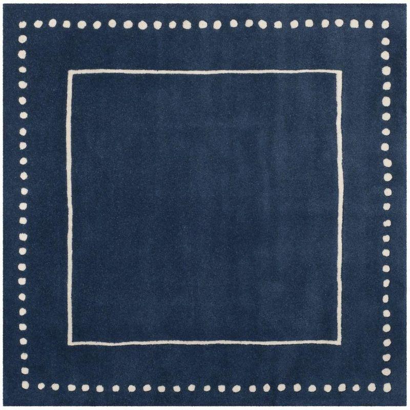 Hand-tufted Navy Blue & Ivory Square Wool Accent Rug - 3' x 3'