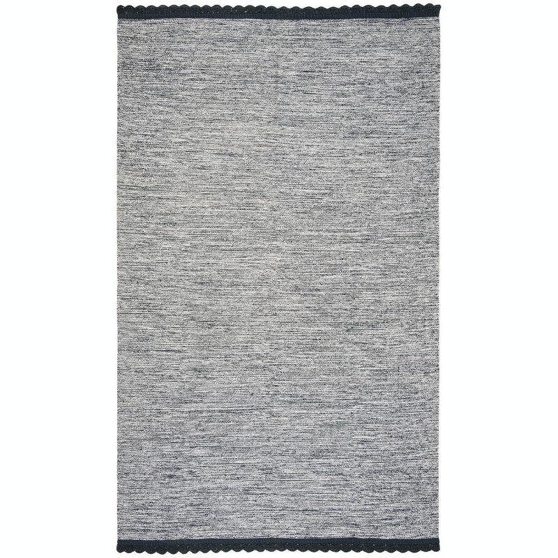 Navy Hand-Woven Cotton Wool Reversible Area Rug 5' x 8'