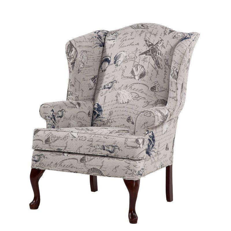 Comfort Pointe Oceanside Wing Back Accent Chair Gray: Upholstered, Nautical Style, No Assembly Required