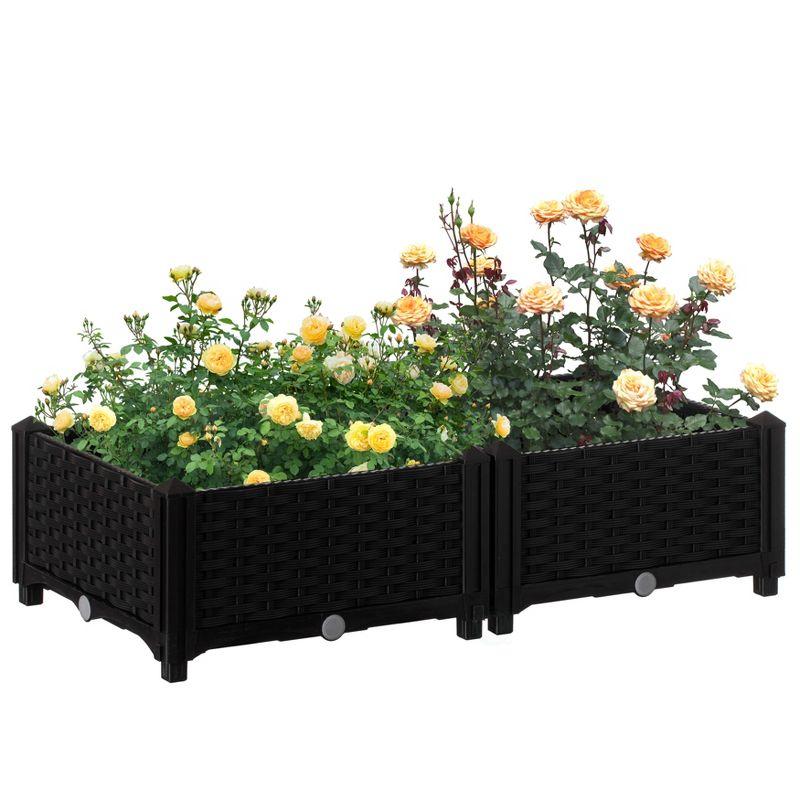 Black Rattan Raised Garden Bed Planter Box