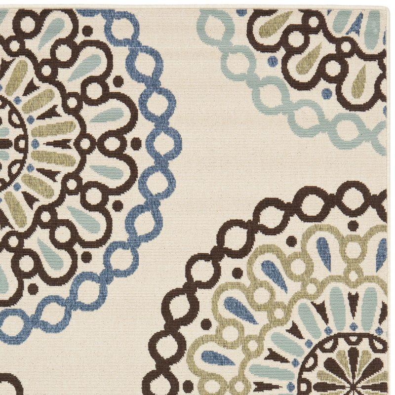 Veranda VER092 Power Loomed Indoor/Outdoor Area Rug - Cream/Blue - 9'x12' - Safavieh