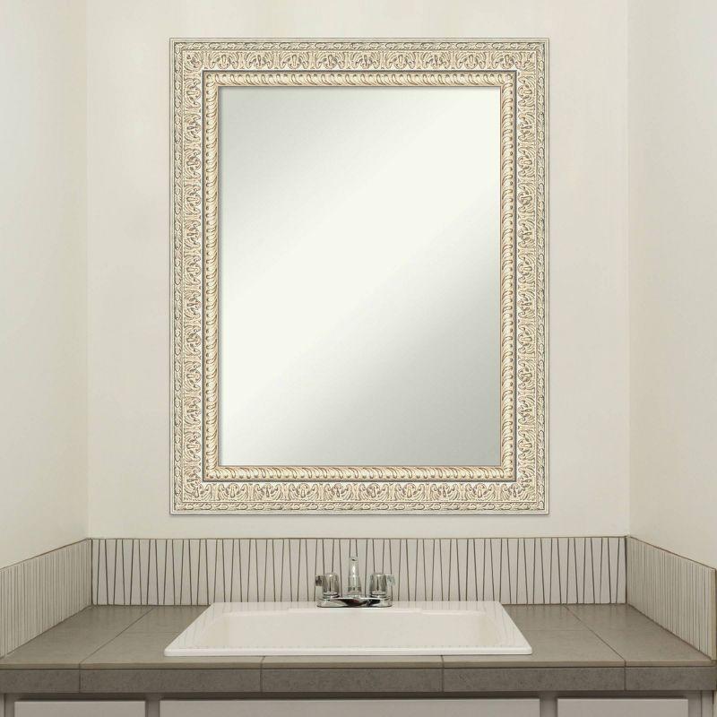 24" x 30" Fair Baroque Wood Wall Mirror, Cream - Amanti Art: Rectangle, No Assembly Required