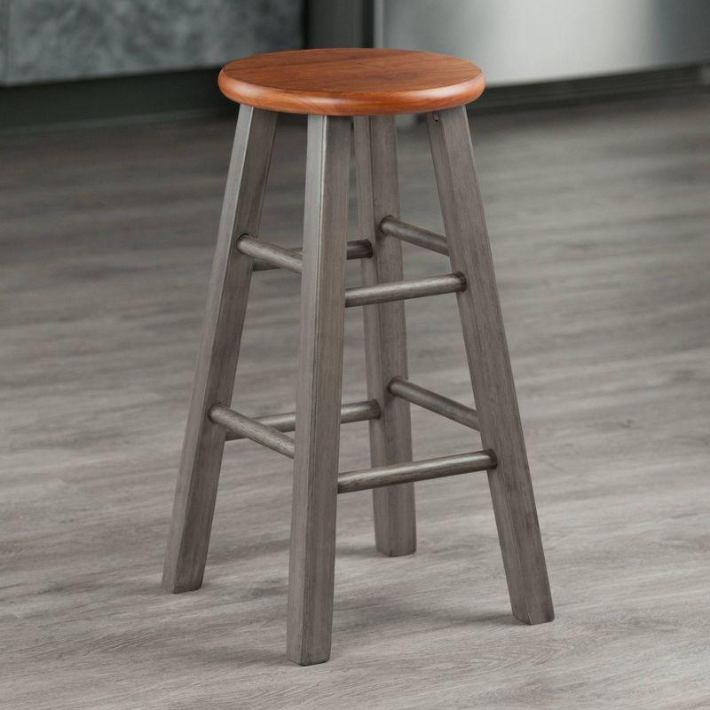 24" Ivy Counter Height Barstool Rustic Teak Brown - Winsome: Solid Wood, No Assembly, 220lb Capacity