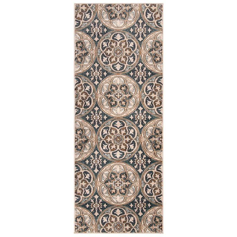 Safavieh Slate Blue and Beige Synthetic Safavid Style Runner Rug