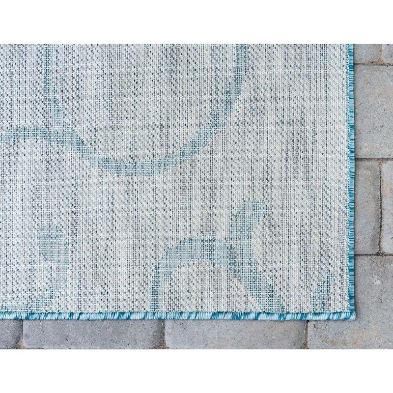 Light Aqua and Ivory Rectangular Outdoor Area Rug