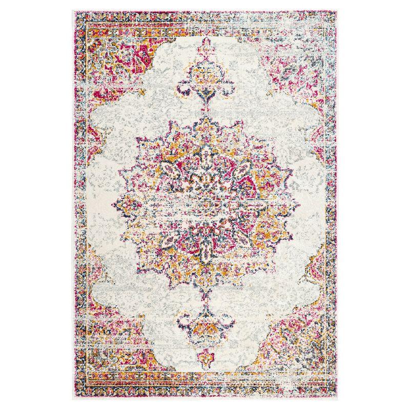 Pink Medallion 5' x 7' Synthetic Reversible Area Rug