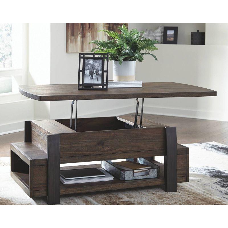 Vailbry Lift Top Cocktail Table Brown - Signature Design by Ashley: UPC 024052498875, Open Shelf, Faux Metal Legs