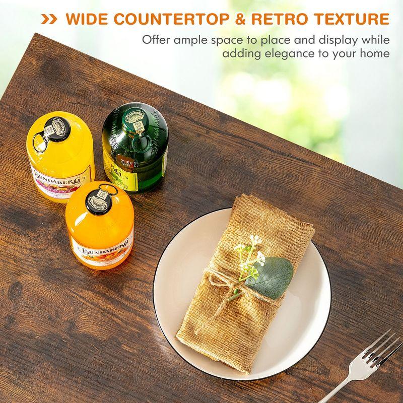 Costway Kitchen  Cart Serving Trolley on Wheels w/ Wine Rack Glass Holder