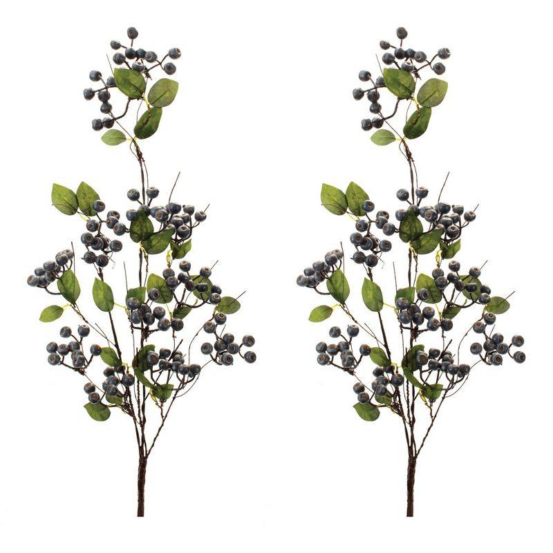 Blue Berry and Green Foliage Spray Set of 2