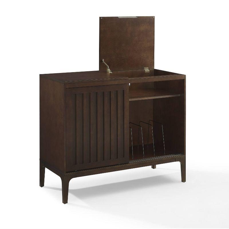 Asher Record Storage Media Console Dark Brown - Crosley: Sliding Doors, Adjustable Shelving, Vinyl Organizer