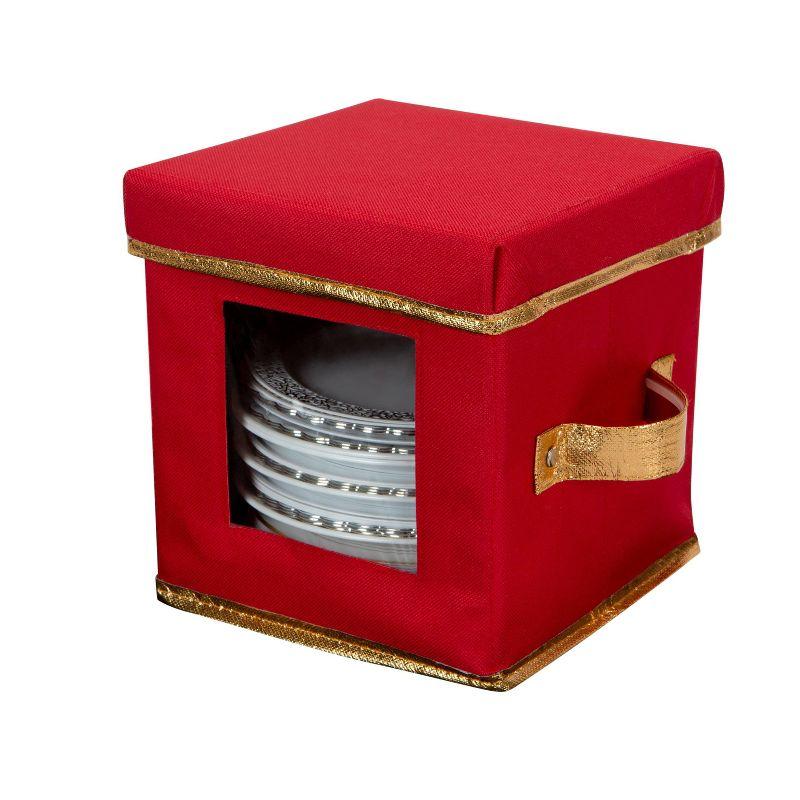 Red Fabric Collapsible Christmas Ornament Storage Box