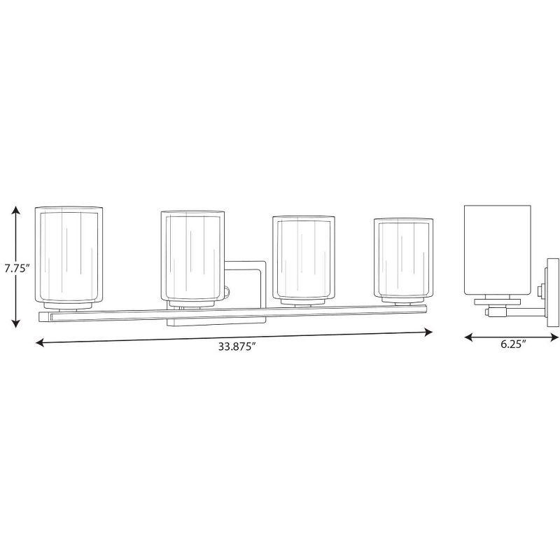 Progress Lighting Mast 4-Light Bath Vanity in Brushed Nickel with Clear and Etched Glass Shades