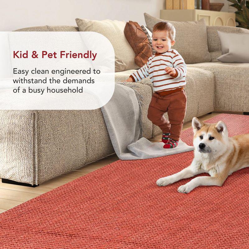 Nuloom 6x9 Daniela Jute Tassel Hand Woven Indoor Area Rug, Brick, Solid Chunky Farmhouse Design, Natural Fiber BedroomLiving Room
