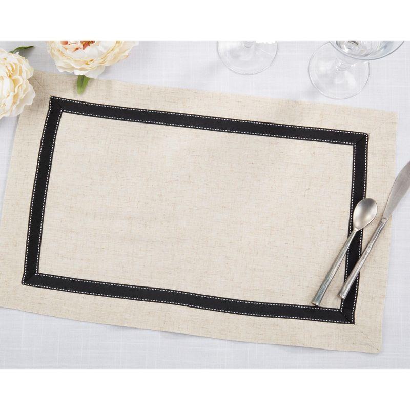 Saro Lifestyle Grosgrain Accent Placemat (Set of 4), Black, 14"x20"